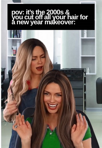 A lot of people totally slayed the angled, asymmetrical bob. I was not one of those people 😂 #2000s #millennials #nostalgia #2000sfashion #angledbob