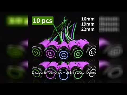 10 pcs Black Metal Push Button Switch with Wire Waterproof Illuminated Latching Momentary 5V 12V 220