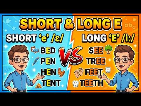 Short 'e' vs Long 'E' Vowel Sounds | Phonics Battle & Examples! 🥊💥📚