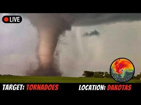 🔴 Destructive Storms moving into North Dakota - LIVE STORM CHASER