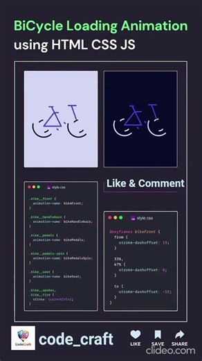 Bicycle Loading Animation 🚴‍♂️ | HTML CSS JavaScript #shorts