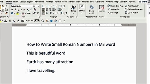 How to Type Small Roman Numbers in Word Using Keyboard Shortcuts