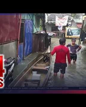 Abot-leeg na baha, perwisyo sa mga taga-Bacolor, may mga nagbabangka na | 24 Oras