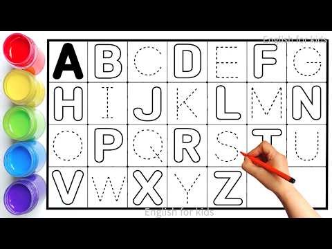 Alphabet, ABC song, ABCD, A to Z, Kids rhymes, collection for writing along dotted lines for toddler