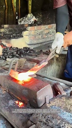 Traditional Blacksmith Forging Hot Steel by Hand