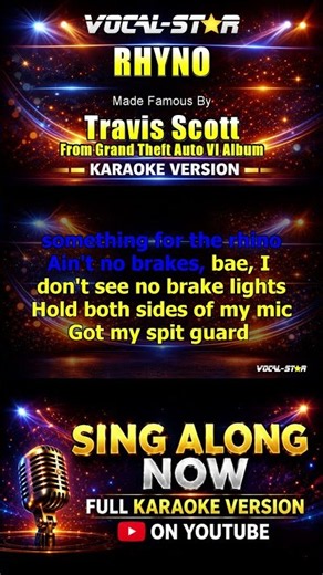 Travis Scott - RHYNO (Karaoke Version) (Grand Theft Auto VI) #karaoke #singalong #instrumental