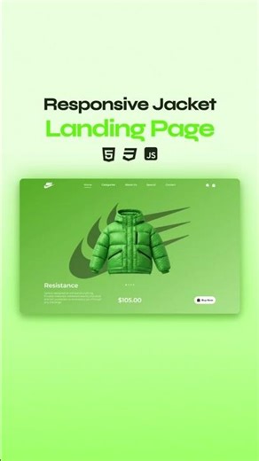 Responsive Jacket Landing Page Using HTML, CSS & JavaScript #html #css #javascript