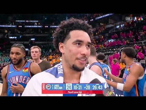 Jared McCain on his PLAYOFF CAREER-HIGH 24 PTS in WCF Game 3 win vs. the Spurs ⭐️ | NBA on ESPN