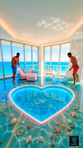 THIS FLOOR IS JUST CRAZY 😱 Infinity Heart Pool Epoxy Beach Floor ❤️ Watch how a simple concrete