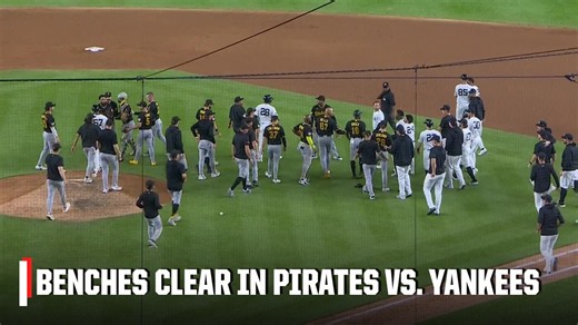 Pirates & Yankees BENCHES CLEARED after exchange between Jose Caballero & Dennis Santana | ESPN MLB