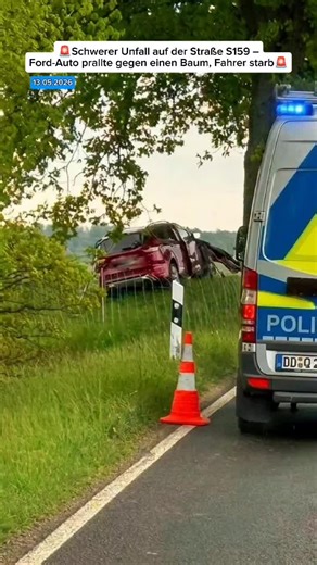 🚨Schwerer Unfall auf der Straße S159 – Ford-Auto prallte gegen einen Baum, Fahrer starb🚨 #Unfall #S159 #Sachsen #Eilmeldung #Polizei