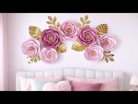 DIY Giant Paper Flowers Wall Decor 🌸 Easy Room Transformation Tutorial #PaperFlowers #WallDecor