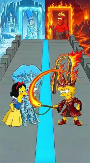 Ice King Bart vs Demon Fire Queen Lisa Simpsons