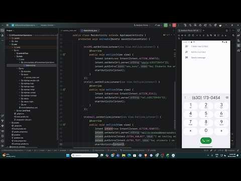 Create an Android application to perform(SendSMS, Make Call, Send Email) using Implicit Intents.