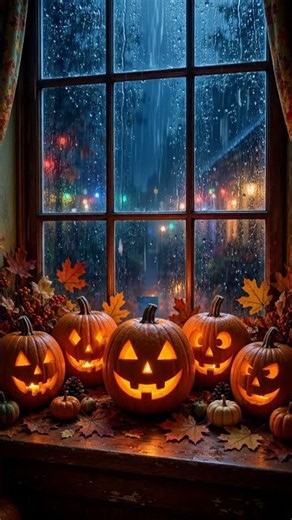 Flickering Candles Pumpkin Porch, Fall Ambience