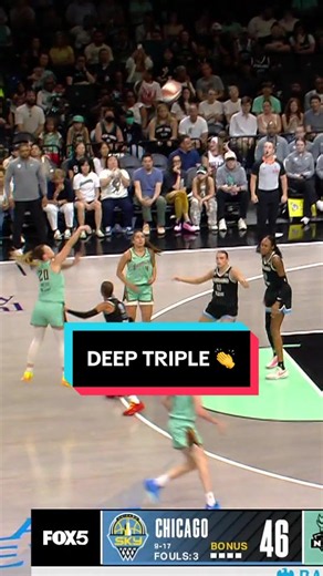 UNFAIR 😮‍💨 Sabrina Ionescu doesn't hesitate as she catches it in stride to hit the deep triple! #sabrinaionescu #nyliberty #wnba #WNBASeason30