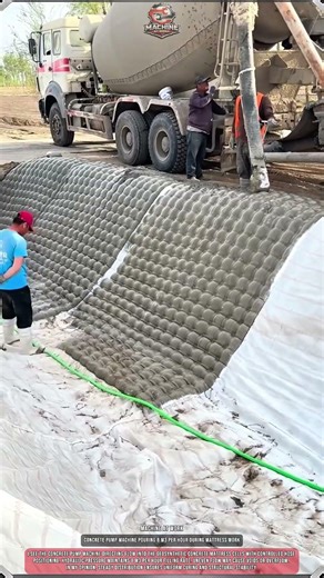 Concrete Pump Machine Pouring 8 m3 Per Hour During Mattress Work