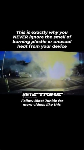 BlastJunkie💣 on Instagram: "​In this footage, a lithium-ion battery enters "thermal runaway"—a chemical chain reaction that is almost impossible to stop once it starts. Notice how the rider has less than 2 seconds from the first spark to the full-scale explosion. ​3 LIFE-SAVING TIPS FOR E-BIKE/SCOOTER OWNERS: ​Never charge unattended or overnight. ​Stop immediately if you feel excessive heat near the deck. ​Avoid water damage: Corrosion is the #1 cause of these "silent" failures. ​Tag someone w