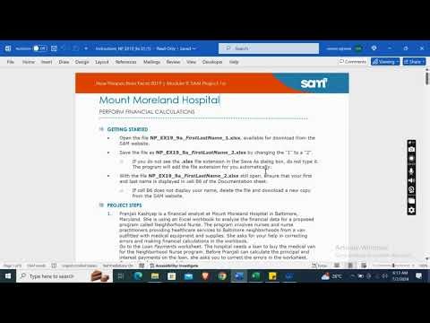 New Perspectives Excel 2019 | Module 9: SAM Project 1a Mount Moreland Hospital