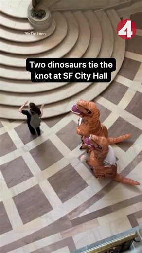 Two dinosaurs tie the knot at SF City Hall