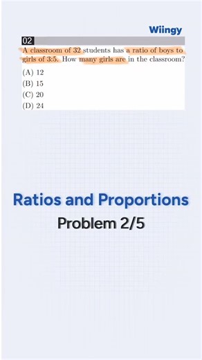Wiingy High School to College on Instagram: "🧠 Stop guessing on SAT Ratios and Proportions! Learn how to master the "parts to whole" technique for SAT Math in seconds. This walkthrough shows you the exact steps to solve ratio problems efficiently, ensuring you never lose points on these common test preparation questions. 💾 Save this for your next practice session! How many seconds did it take you to find the answer? Let us know in the comments! ✈️ Share this with your study partner who is aimi