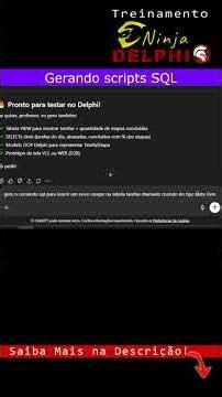 Delphi com IA aula 05 BD gerando scripts sql