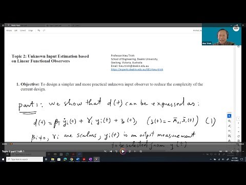 Topic 2 (part 1 of 4): Unknown Input Estimation based on Linear Functional Observers