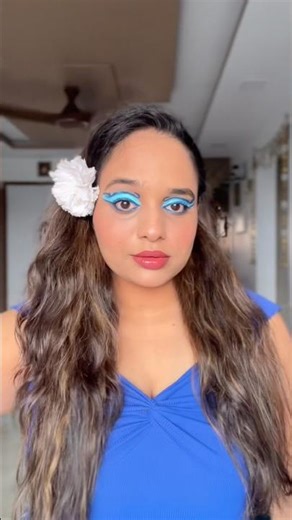 Wait for the makeup reveal 🩵👀Blue Graphic Liner Look ✨ | Tanvi Joshi #makeuplook #makeuptransition
