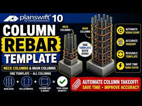 PlanSwift Column Rebar Template | Neck Column & Main Column Reinforcement