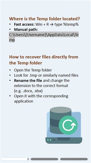 Recover deleted or unsaved files from the Temp folder on Windows 11, 10, 8, and 7. #windows