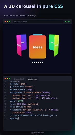 3d carousel | HTML CSS #html #css #webdevelopment