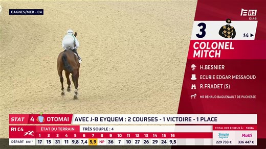[LA COURSE DU QUINTE R1C4] Suivez #LaCourseDuQuinté de ce lundi 06 octobre 2025 en direct de Cagnes sur Mer sur Equidia Retrouvez toutes les courses en direct sur l'appli Equidia et equidia.fr | Equidia