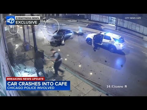4 arrested after stolen car crashes into cafe amid police chase, CPD says