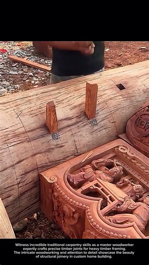 Master Wood Joint Craftsmanship 🪓 #Woodworking #Carpentry #Shorts​