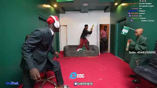 Moment DDG finally appeared on Carterefe’s stream in Nigeria for their long-anticipated collab 🇳🇬🔥 Carter even painted his studio GREEN Just to welcome him | Music Heads Africa