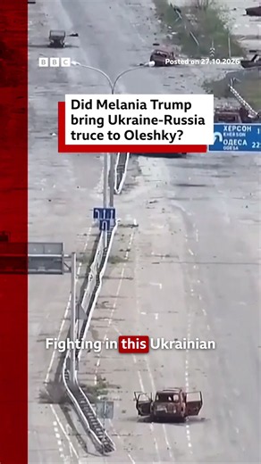 A truce, which the White House said was secured by US First Lady Melania Trump, has begun in the Russian-occupied Ukrainian city of Oleshky, where residents have been trapped without food, water and electricity. #Oleshky #MelaniaTrump #Ukraine #Russia #BBCNews