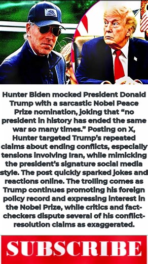Hunter Biden TROLLS Trump Over Nobel Peace Prize With Brutal Iran War Joke