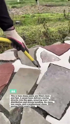 Fast Stone Joint Filling with Grout Hose #construction #stonelaying #shorts