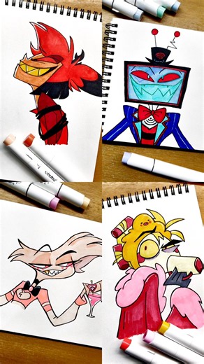 drawing hazbin 🏨 chr. colour complition! #hazbinhotel #alastor #illustration #nostalgia #upsidedown