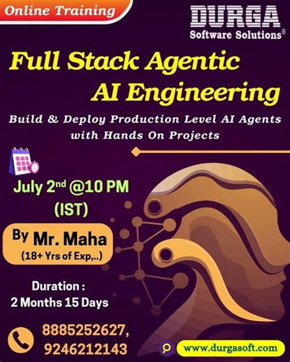 Full Stack Agentic AI Engineering Online Training @ DURGASOFT #durgasoftware #durgasoft #shorts