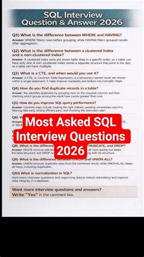 SQL Interview Questions and Answers 2026 | SQL Server Interview Questions #sqlinterview #sqlserver