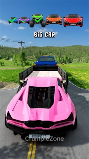 Big & Small Cars Enter Into a GIANT Moving Trailer