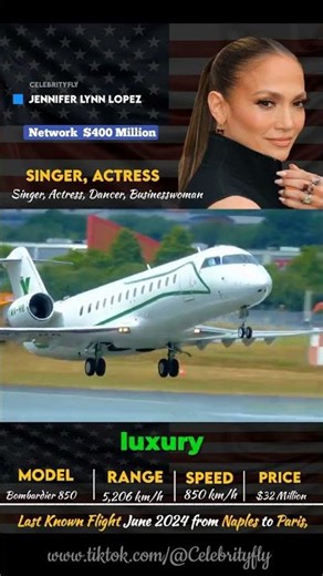 "Jennifer Lopez's 32M Jet: Luxury Meets Versatility"... #Shorts #celebrityfly