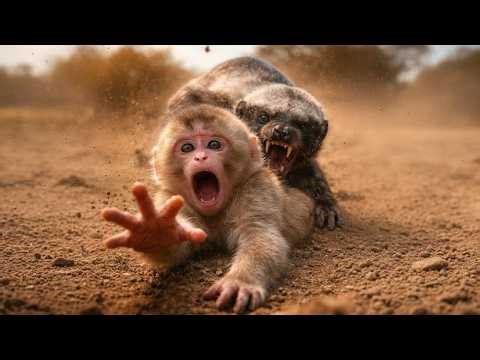 Fearless Honey Badger Mom Explodes From Den to Save Her Cubs From a Sneaky Monkey | Wild Animal