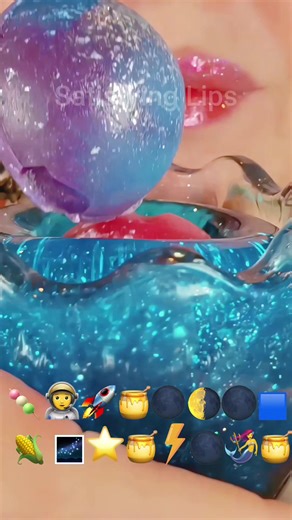 ASMR Satisfying Eating Emoji Food Challenge Galexy Themed #emojichallenge #satisfyinglips #asmr