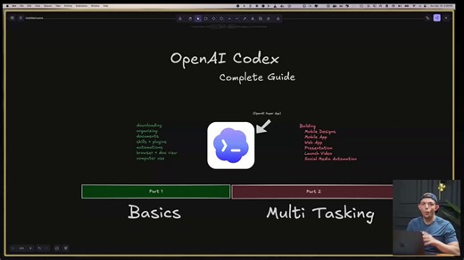 The Most Comprehensive Codex tutorial on the internet right noweven OpenAI's own team said it's one of the bestin under 2 hours you'll learn how to use Codex + GPT-5.5 (imo the strongest combo available right now)from skill and plugin setup, to automated workflow building, to multi-threading practical demosif you're looking for the best practices for vibe coding, this is the one to watchbig shoutout and respect to @rileybrown