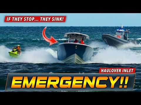 BOAT TAKES ON WATER AT HAULOVER INLET !! | HAULOVER BOATS | WAVY BOATS