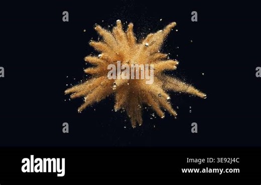 Explosion Golden Glitter Confetti with Flickering Bright Animation Black Background. Celebration Elegant Stylish Colorful Burst. Isolated Explode Sparkle Particles. Beautiful Cg 3d Explosion Close-up Stock Video Footage - Alamy