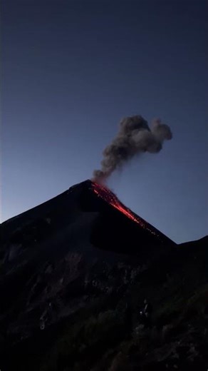 Volcán de Fuego Erupts with Lava Flow at Sunrise