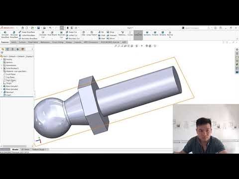 SolidWorks Thread Feature Tutorial Ball Stud M7x1 0mm Design